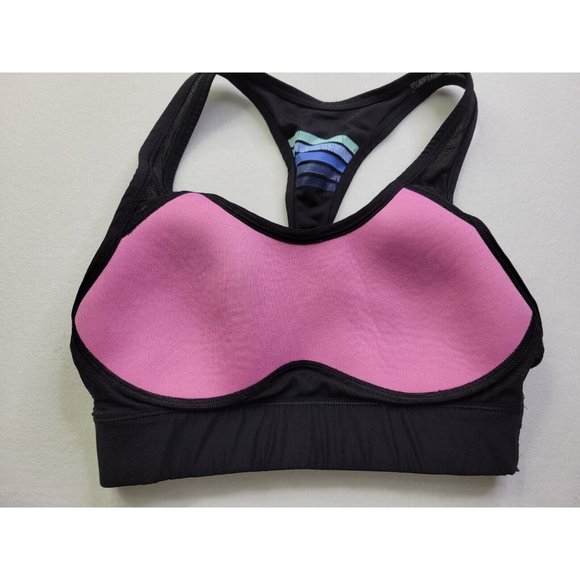Victoria's Secret Pink Ultimate Women XS Black Sport Bra Lined Racerback Stretch - Picture 8 of 8